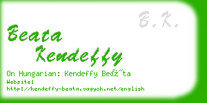 beata kendeffy business card